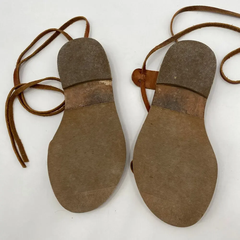 Isabel Marant Brown Leather Wrap Sandals
